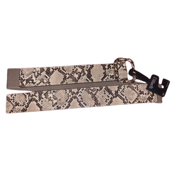 NWT Dillard’s Neutral Snake Embossed Stretch Belt M/L - Picture 1 of 13